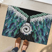 Aotearoa Korowai Motif Rubber Doormat Maori Koru Poutama