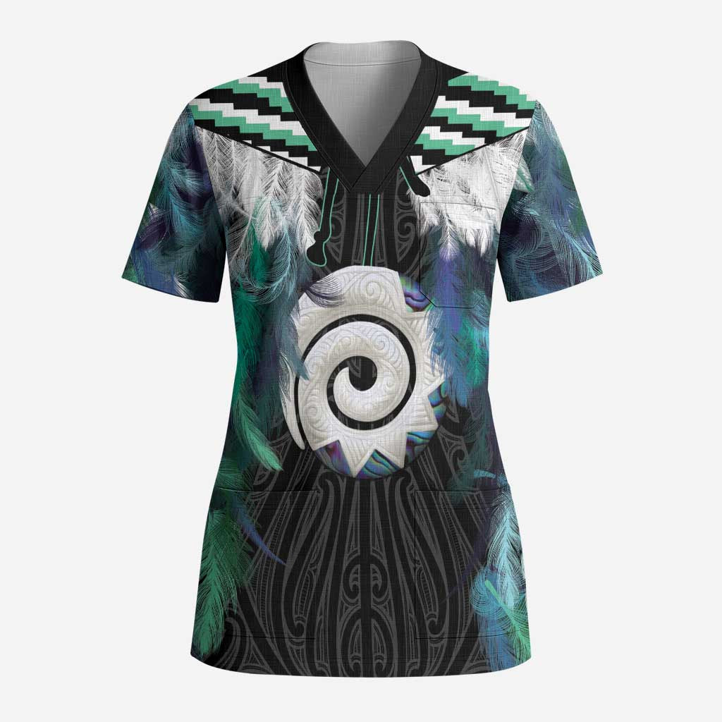 Aotearoa Korowai Motif Scrub Top Maori Koru Poutama - Polynesian Pride