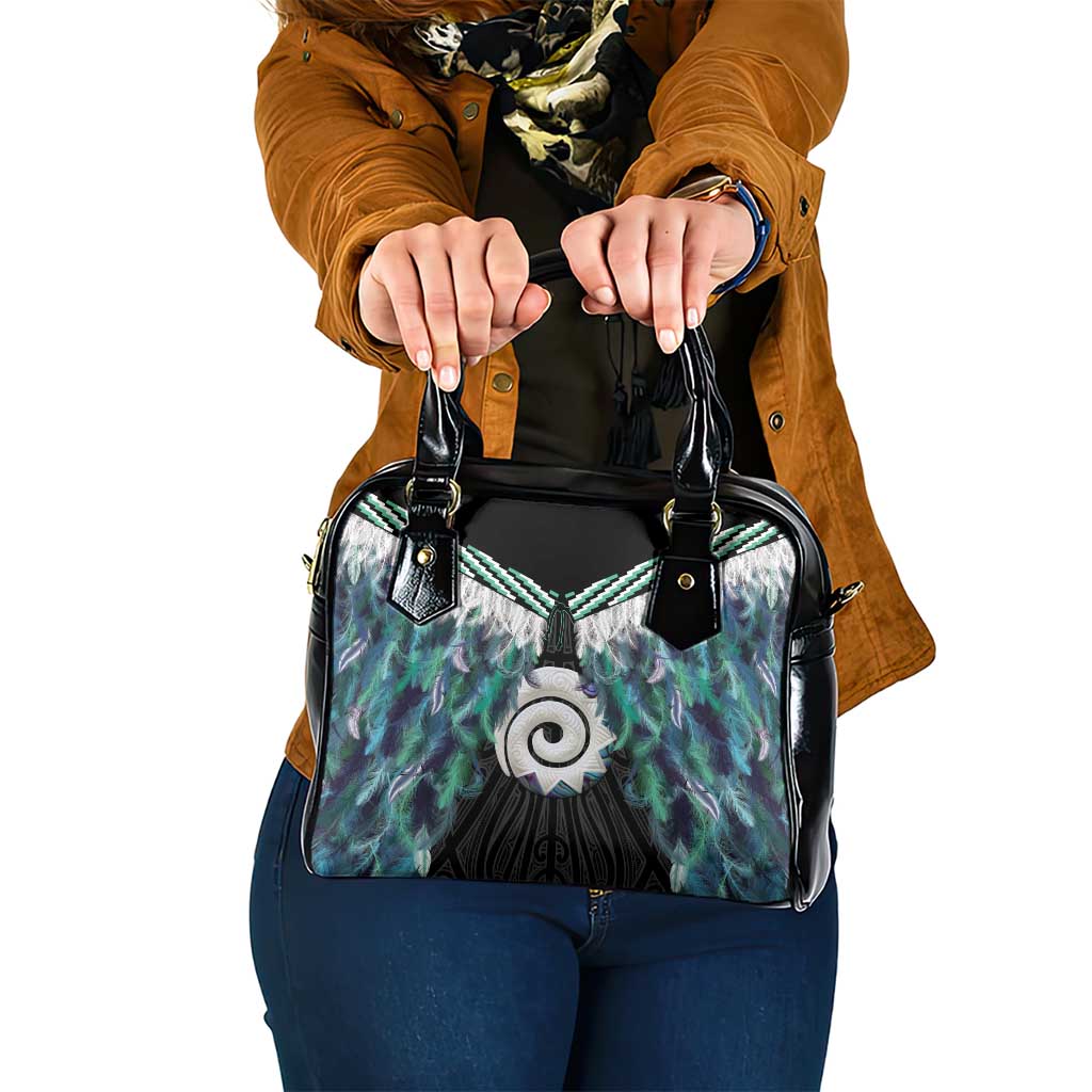 Aotearoa Korowai Motif Shoulder Handbag Maori Koru Poutama LT14 One Size Turquoise - Polynesian Pride