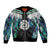 Aotearoa Korowai Motif Sleeve Zip Bomber Jacket Maori Koru Poutama