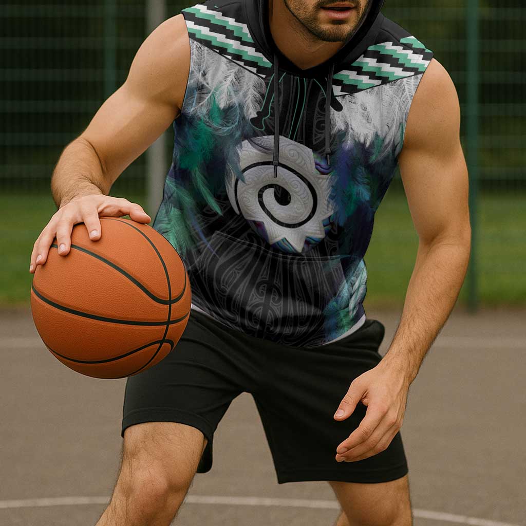 Aotearoa Korowai Motif Sleeveless Hoodie Maori Koru Poutama LT14 - Polynesian Pride