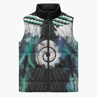 Aotearoa Korowai Motif Sleeveless Puffer Jacket Maori Koru Poutama LT14 Unisex Turquoise - Polynesian Pride