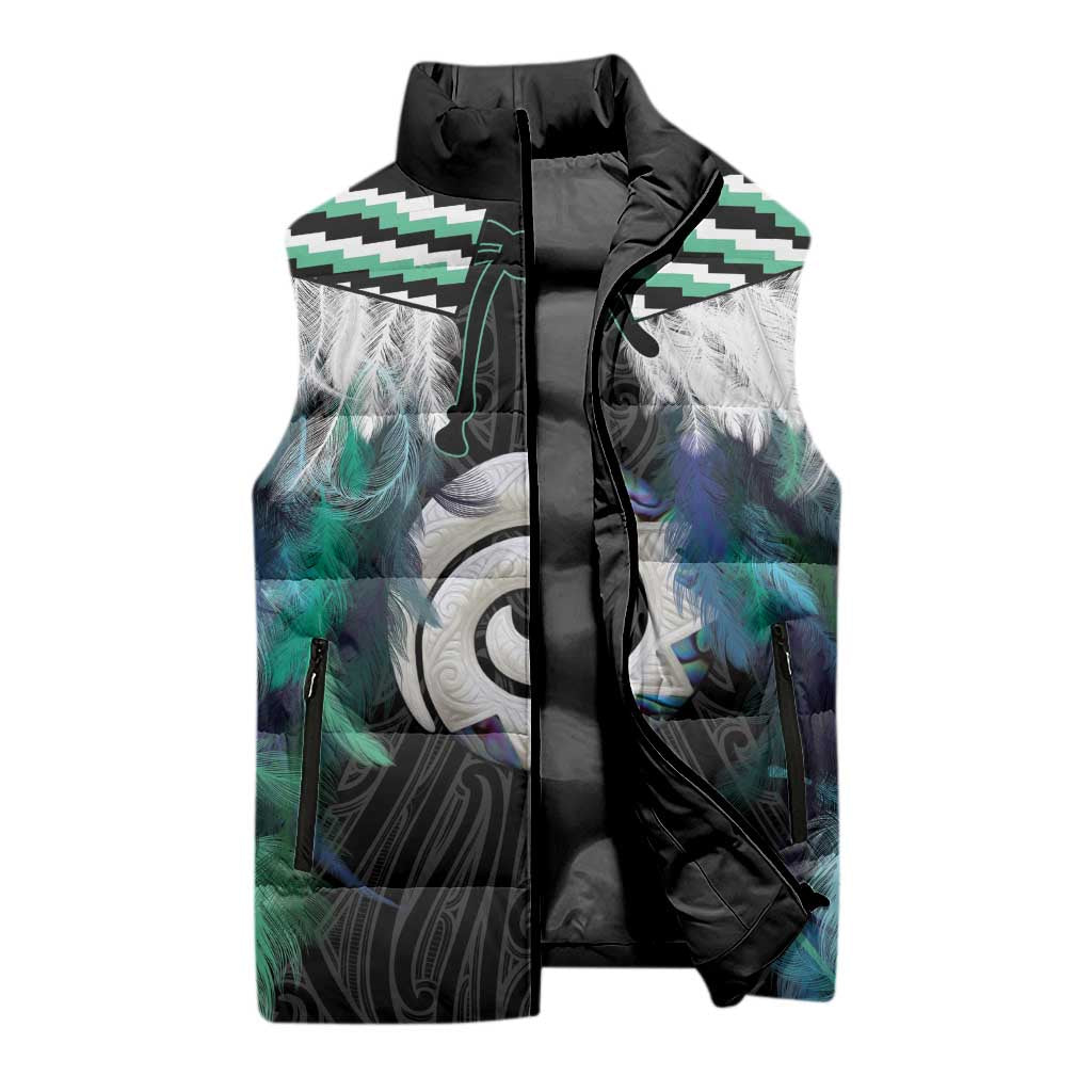 Aotearoa Korowai Motif Sleeveless Puffer Jacket Maori Koru Poutama LT14 - Polynesian Pride