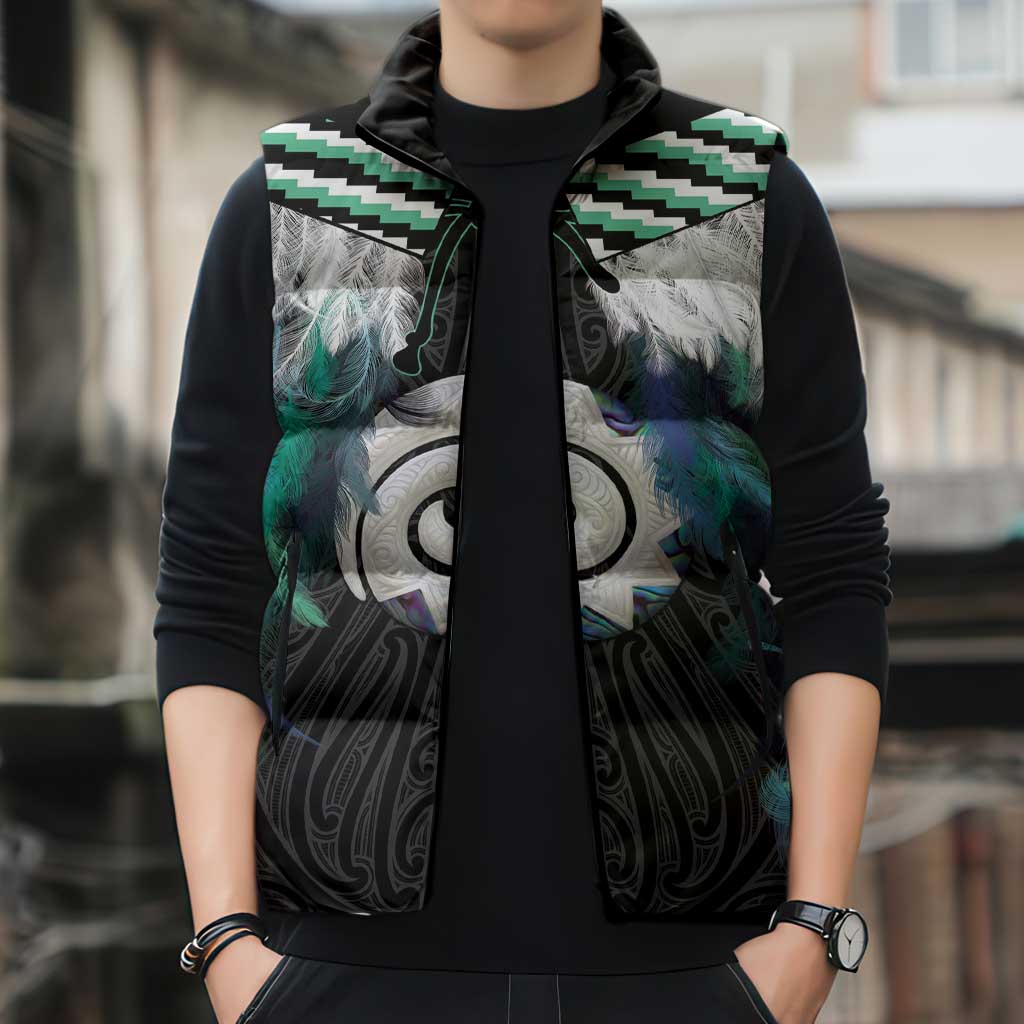 Aotearoa Korowai Motif Sleeveless Puffer Jacket Maori Koru Poutama LT14 - Polynesian Pride