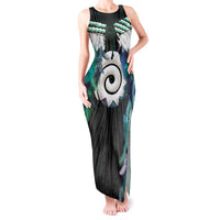 Aotearoa Korowai Motif Tank Maxi Dress Maori Koru Poutama