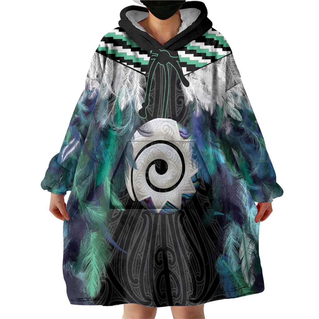 Aotearoa Korowai Motif Wearable Blanket Hoodie Maori Koru Poutama