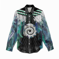 Aotearoa Korowai Motif Women Casual Shirt Maori Koru Poutama