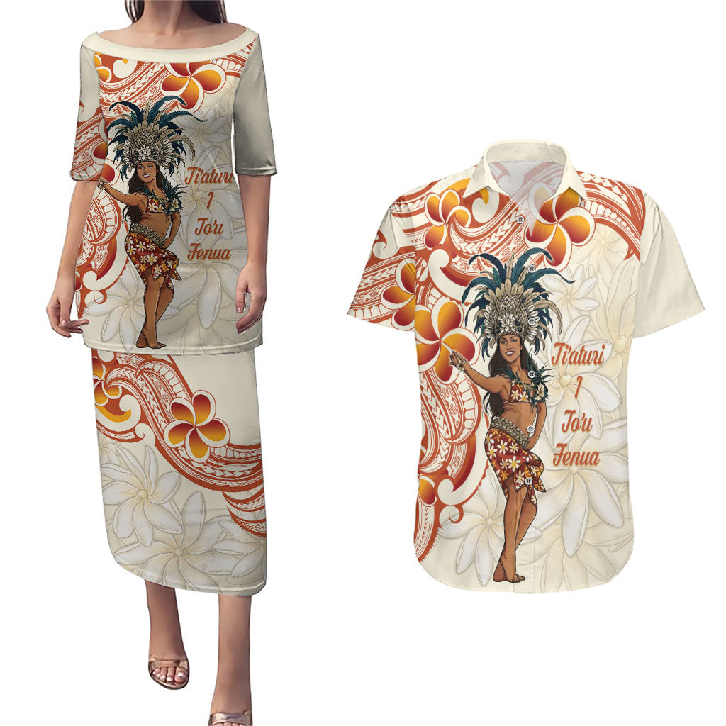 Heiva i Tahiti Couples Matching Puletasi and Hawaiian Shirt Ori Tahitian Dance Tiare Maori