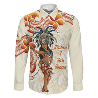 Heiva i Tahiti Family Matching Long Sleeve Bodycon Dress and Hawaiian Shirt Ori Tahitian Dance Tiare Maori LT14 Dad's Shirt - Long Sleeve Beige - Polynesian Pride
