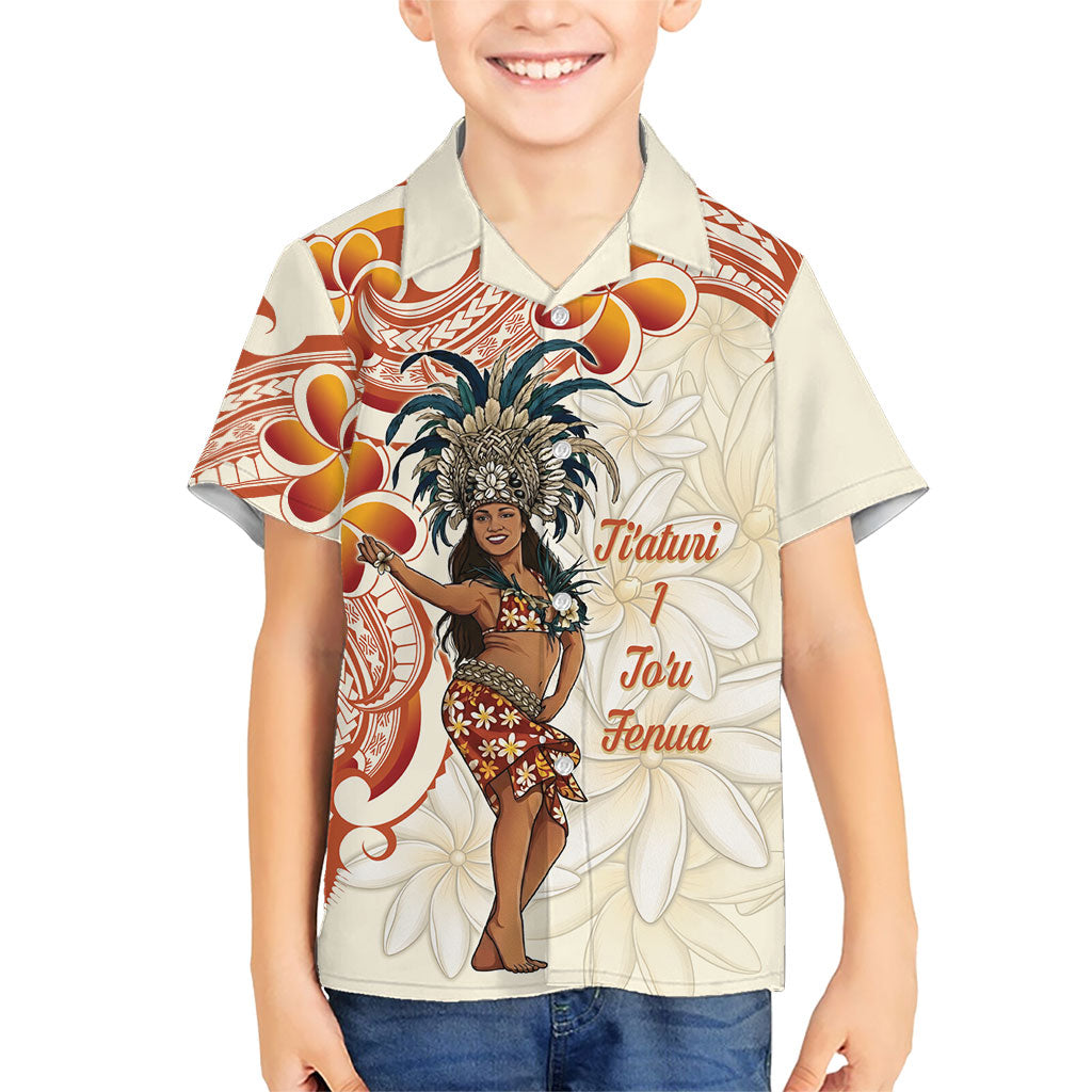 Heiva i Tahiti Family Matching Off The Shoulder Long Sleeve Dress and Hawaiian Shirt Ori Tahitian Dance Tiare Maori LT14 Son's Shirt Beige - Polynesian Pride
