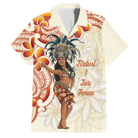 Heiva i Tahiti Family Matching Off Shoulder Maxi Dress and Hawaiian Shirt Ori Tahitian Dance Tiare Maori LT14 Dad's Shirt - Short Sleeve Beige - Polynesian Pride