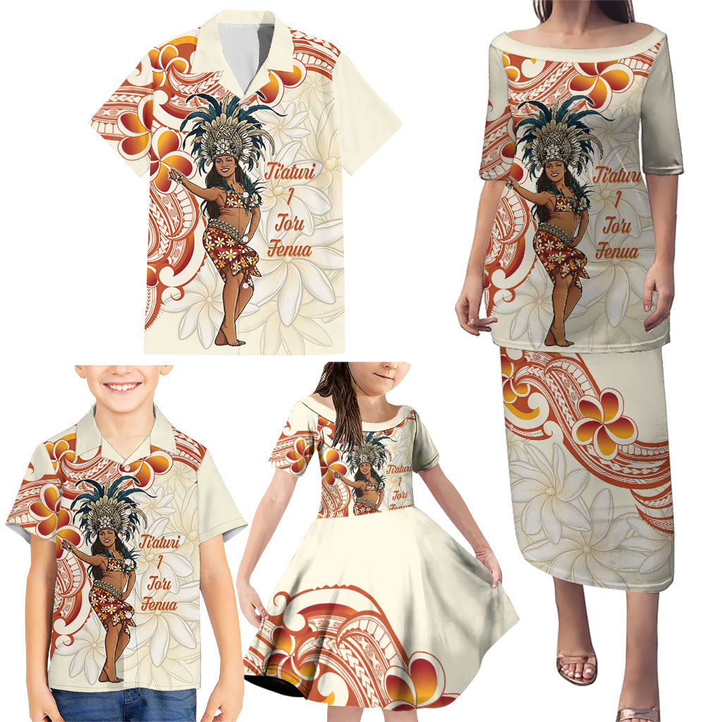 Heiva i Tahiti Family Matching Puletasi and Hawaiian Shirt Ori Tahitian Dance Tiare Maori
