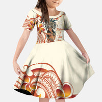 Heiva i Tahiti Family Matching Short Sleeve Bodycon Dress and Hawaiian Shirt Ori Tahitian Dance Tiare Maori LT14 Daughter's Dress Beige - Polynesian Pride