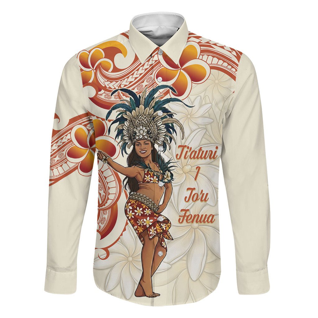 Heiva i Tahiti Family Matching Short Sleeve Bodycon Dress and Hawaiian Shirt Ori Tahitian Dance Tiare Maori LT14 Dad's Shirt - Long Sleeve Beige - Polynesian Pride