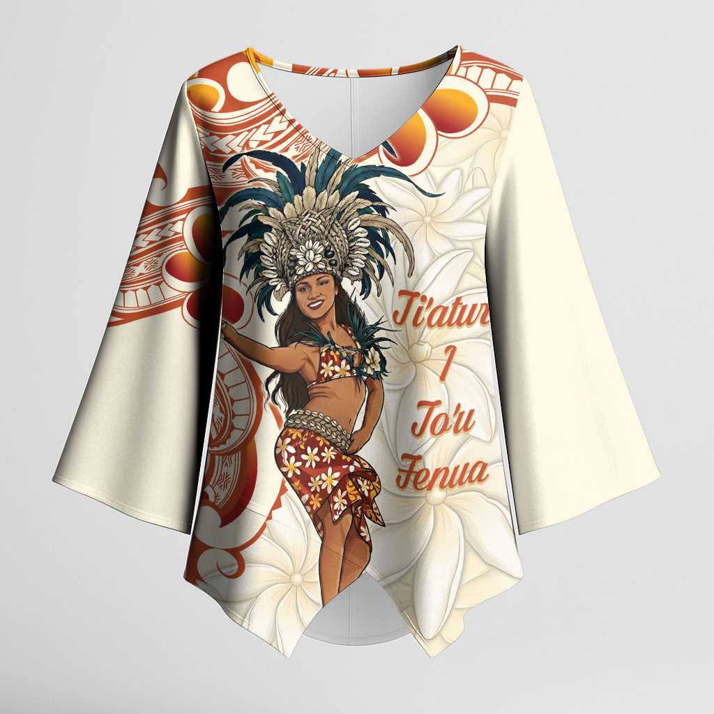 Heiva i Tahiti Kimono Sleeve Blouse Ori Tahitian Dance Tiare Maori