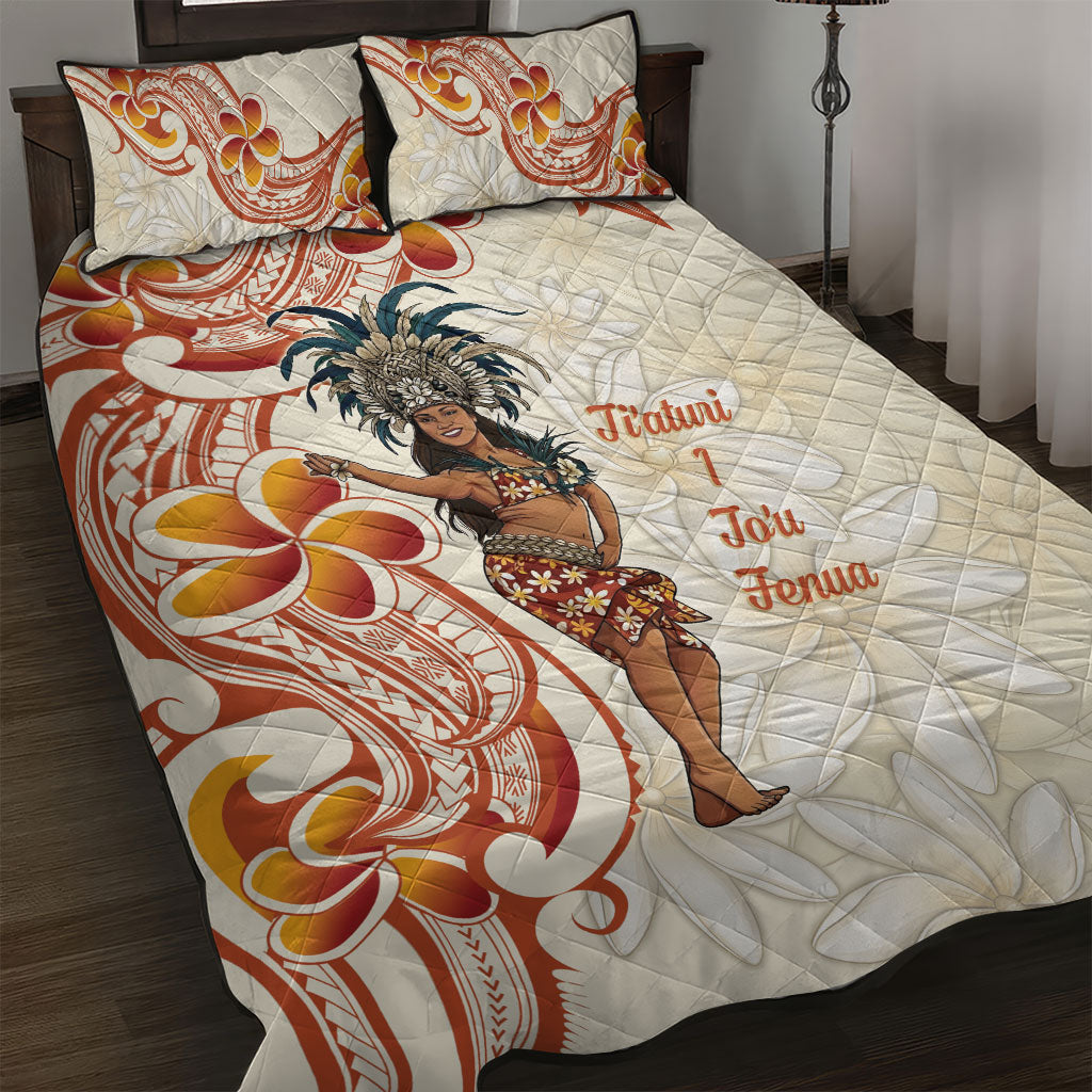 Heiva i Tahiti Quilt Bed Set Ori Tahitian Dance Tiare Maori LT14 Beige - Polynesian Pride