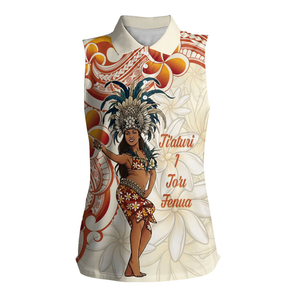 Heiva i Tahiti Women Sleeveless Polo Shirt Ori Tahitian Dance Tiare Maori