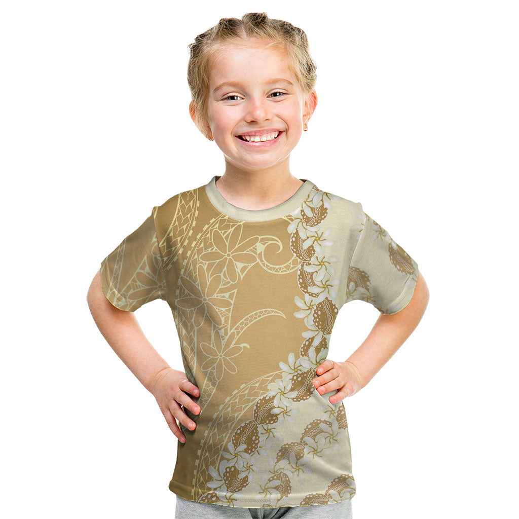 Heiva i Tahiti Kid T Shirt Tahitian Tiare Maori Cowrie Lei Brown