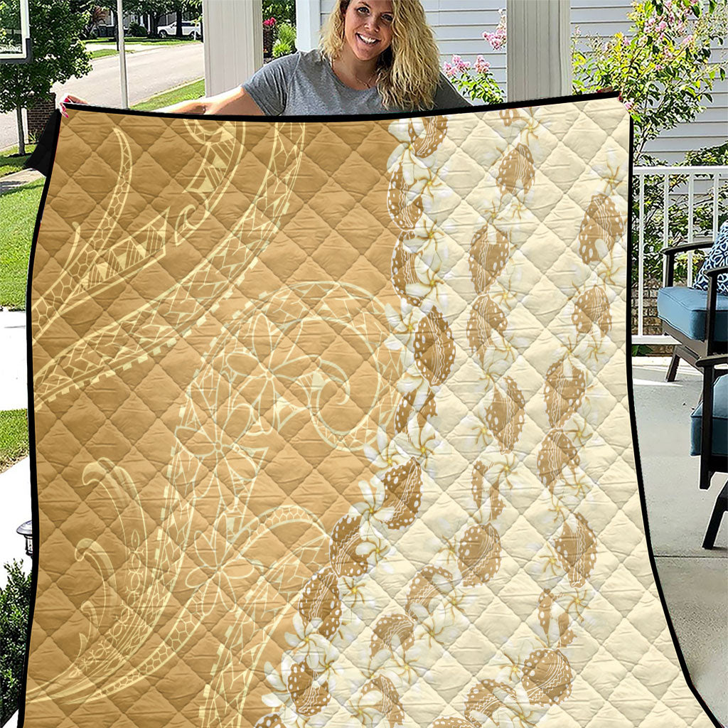 Heiva i Tahiti Quilt Tahitian Tiare Maori Cowrie Lei Brown