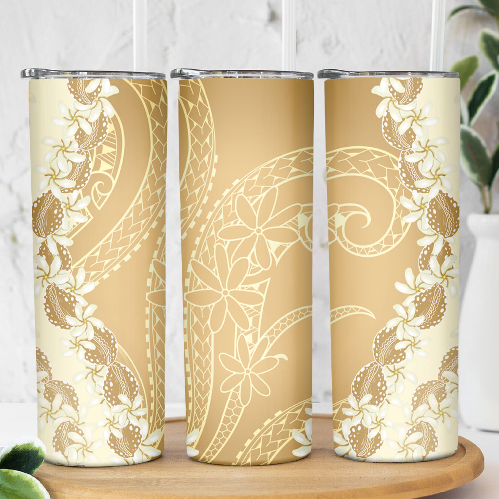 Heiva i Tahiti Skinny Tumbler Tahitian Tiare Maori Cowrie Lei Brown LT14 - Polynesian Pride