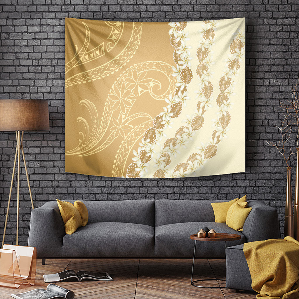 Heiva i Tahiti Tapestry Tahitian Tiare Maori Cowrie Lei Brown