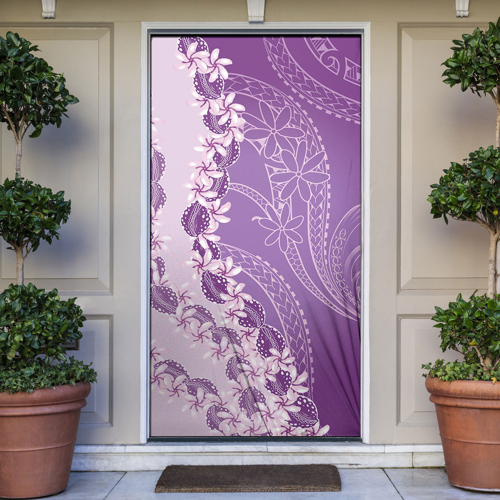 Heiva i Tahiti Door Cover Tahitian Tiare Maori Cowrie Lei Purple