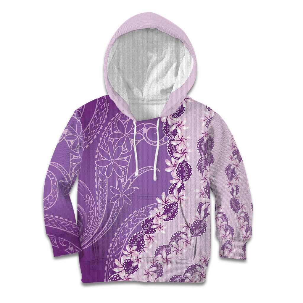 Heiva i Tahiti Kid Hoodie Tahitian Tiare Maori Cowrie Lei Purple