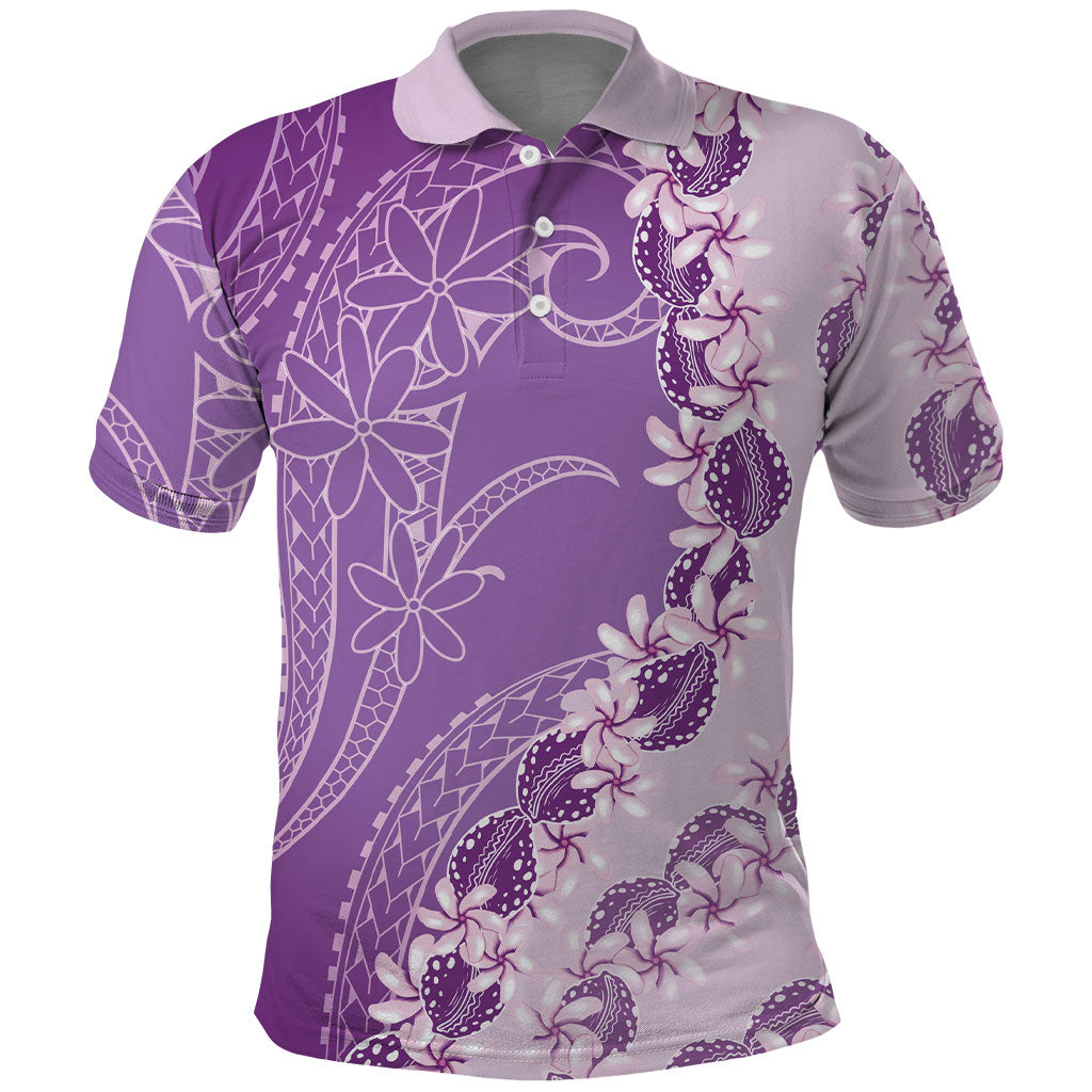 Heiva i Tahiti Polo Shirt Tahitian Tiare Maori Cowrie Lei Purple
