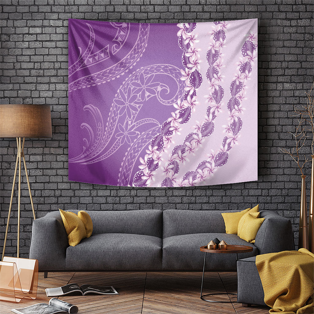Heiva i Tahiti Tapestry Tahitian Tiare Maori Cowrie Lei Purple