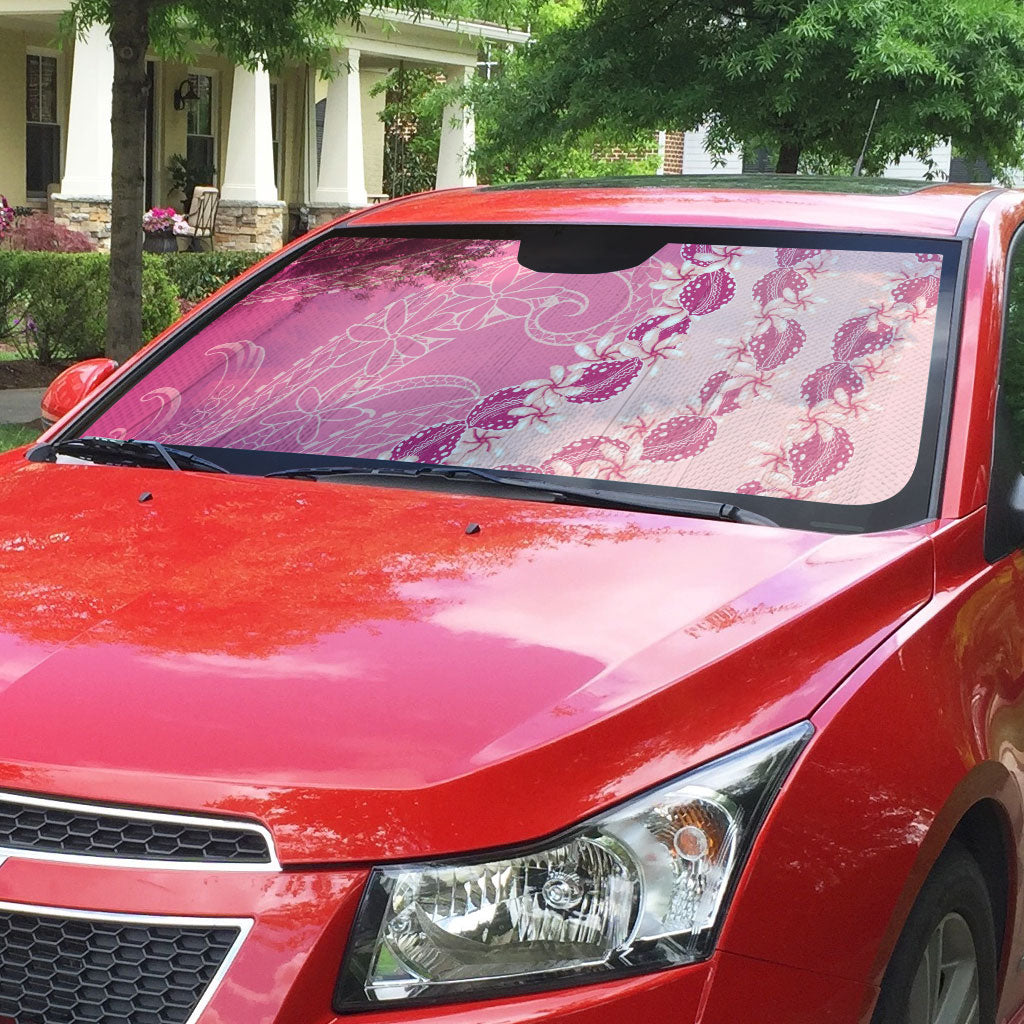 Heiva i Tahiti Auto Sun Shade Tahitian Tiare Maori Cowrie Lei Pink LT14 - Polynesian Pride