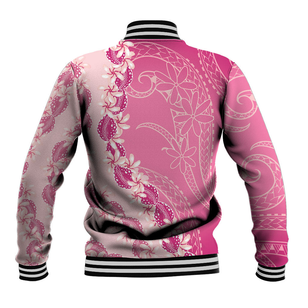 Heiva i Tahiti Baseball Jacket Tahitian Tiare Maori Cowrie Lei Pink LT14 - Polynesian Pride