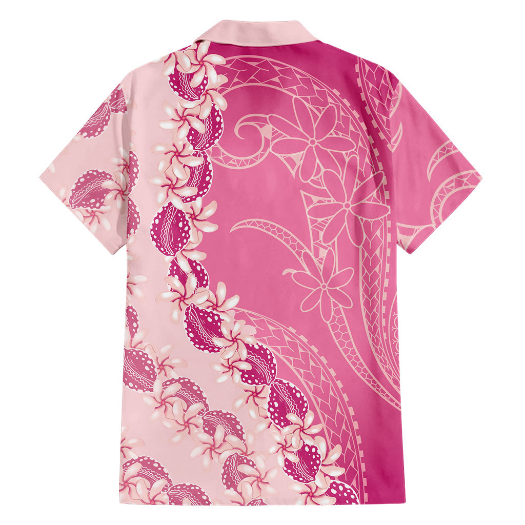 Heiva i Tahiti Family Matching Long Sleeve Bodycon Dress and Hawaiian Shirt Tahitian Tiare Maori Cowrie Lei Pink LT14 - Polynesian Pride