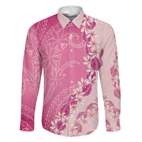 Heiva i Tahiti Family Matching Mermaid Dress and Hawaiian Shirt Tahitian Tiare Maori Cowrie Lei Pink LT14 Dad's Shirt - Long Sleeve Pink - Polynesian Pride