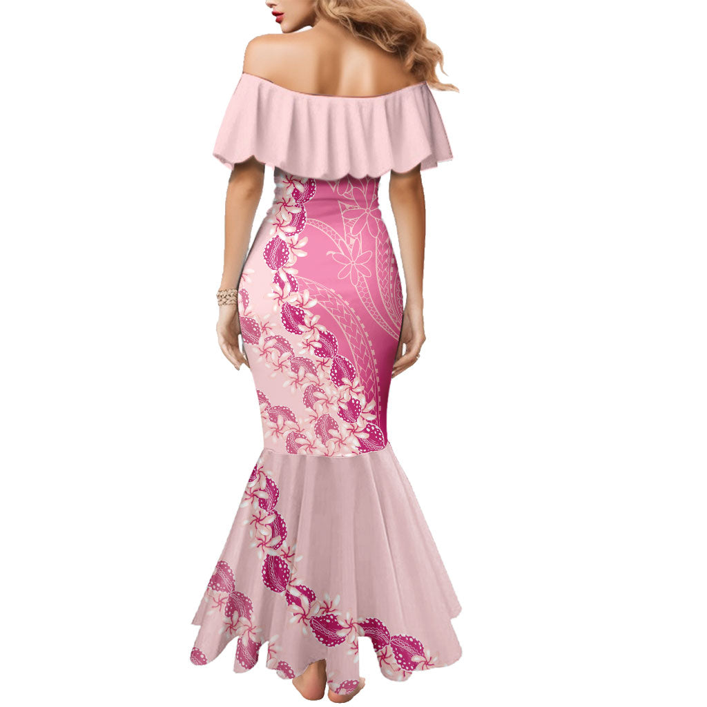 Heiva i Tahiti Family Matching Mermaid Dress and Hawaiian Shirt Tahitian Tiare Maori Cowrie Lei Pink LT14 - Polynesian Pride