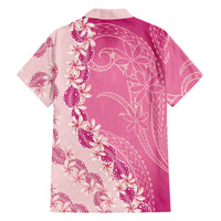 Heiva i Tahiti Family Matching Short Sleeve Bodycon Dress and Hawaiian Shirt Tahitian Tiare Maori Cowrie Lei Pink LT14 - Polynesian Pride
