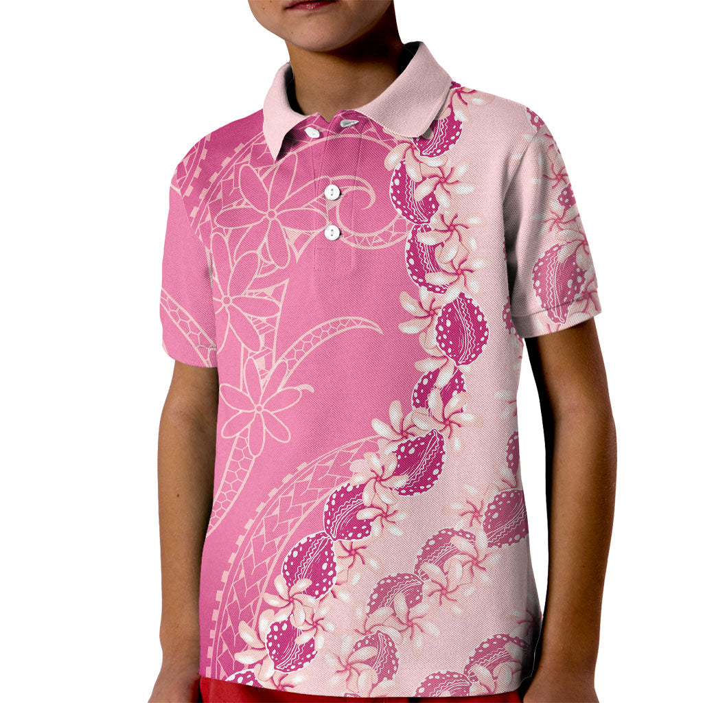 Heiva i Tahiti Kid Polo Shirt Tahitian Tiare Maori Cowrie Lei Pink
