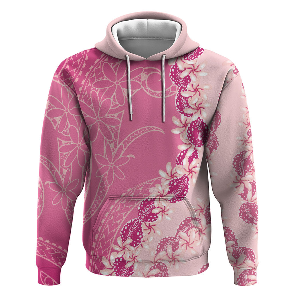 Heiva i Tahiti Zip Hoodie Tahitian Tiare Maori Cowrie Lei Pink LT14 Pullover Hoodie Pink - Polynesian Pride