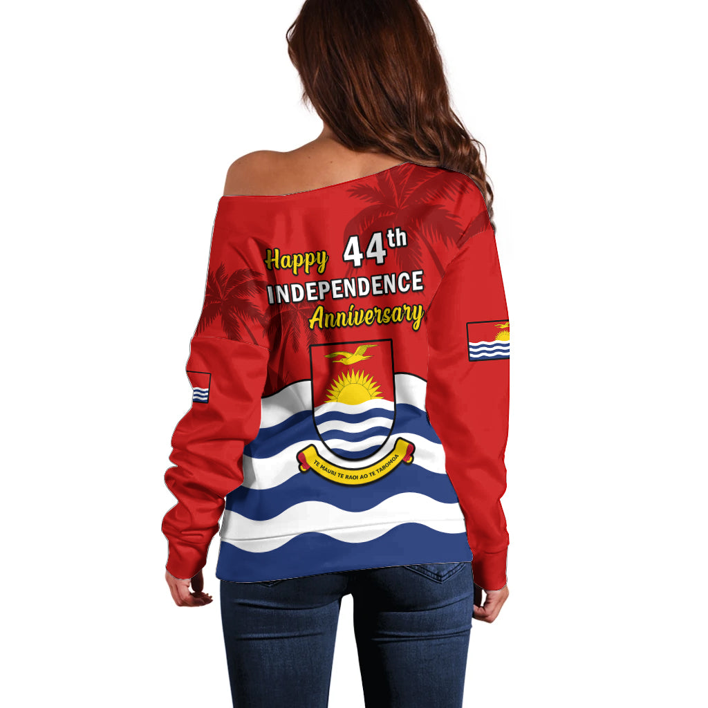 Polynesian Pride Kiribati Independence Day Off Shoulder Sweater Happy 44th Anniversary Flag Style LT14 - Polynesian Pride