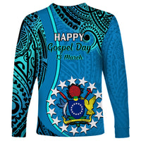 13 March Penrhyn Island Gospel Day Long Sleeve Shirt Cook Islands Tribal Pattern LT14 - Polynesian Pride