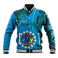 Personalised 13 March Penrhyn Island Gospel Day Baseball Jacket Cook Islands Tribal Pattern LT14 Unisex Blue - Polynesian Pride