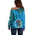 Personalised 13 March Penrhyn Island Gospel Day Off Shoulder Sweater Cook Islands Tribal Pattern LT14 - Polynesian Pride
