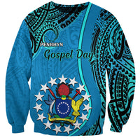 Personalised 13 March Penrhyn Island Gospel Day Sweatshirt Cook Islands Tribal Pattern LT14 Unisex Blue - Polynesian Pride