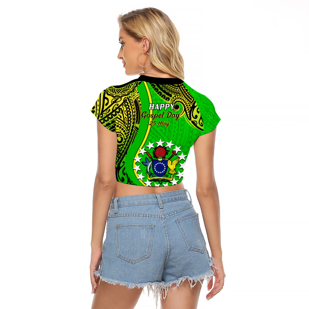 25 May Palmerston Island Gospel Day Raglan Cropped T Shirt Cook Islands Tribal Pattern LT14 - Polynesian Pride