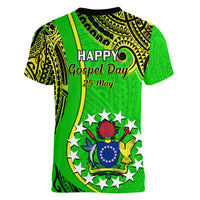25 May Palmerston Island Gospel Day Women V Neck T Shirt Cook Islands Tribal Pattern LT14 - Polynesian Pride