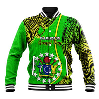 Personalised 25 May Palmerston Island Gospel Day Baseball Jacket Cook Islands Tribal Pattern LT14 Unisex Green - Polynesian Pride