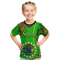 Personalised 25 May Palmerston Island Gospel Day Kid T Shirt Cook Islands Tribal Pattern LT14 Green - Polynesian Pride