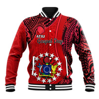 20 July Atiu Island Gospel Day Baseball Jacket Cook Islands Tribal Pattern LT14 Unisex Red - Polynesian Pride