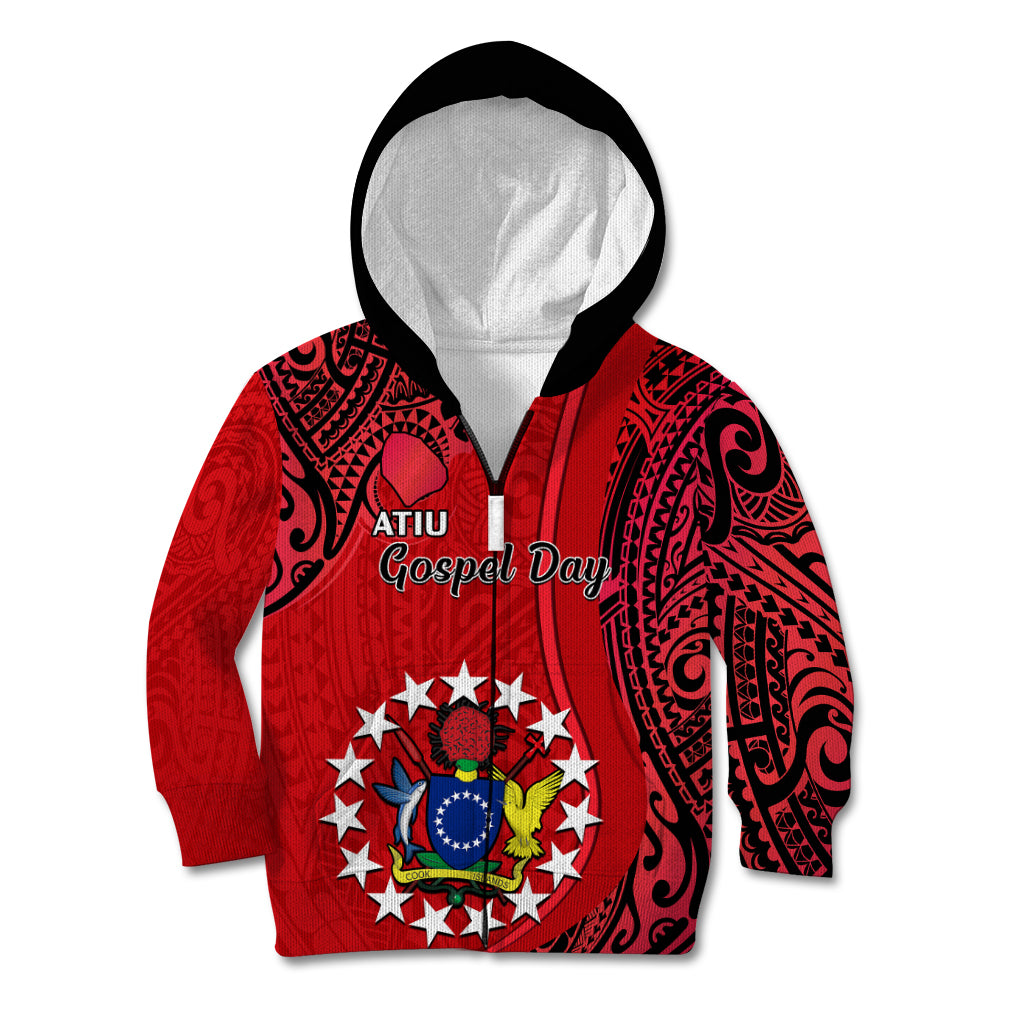 20 July Atiu Island Gospel Day Kid Hoodie Cook Islands Tribal Pattern LT14 - Polynesian Pride
