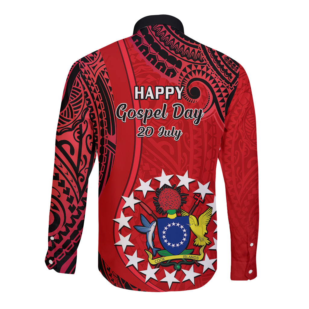 20 July Atiu Island Gospel Day Long Sleeve Button Shirt Cook Islands Tribal Pattern LT14 - Polynesian Pride