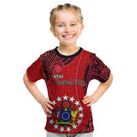 Personalised 20 July Atiu Island Gospel Day Kid T Shirt Cook Islands Tribal Pattern LT14 Red - Polynesian Pride